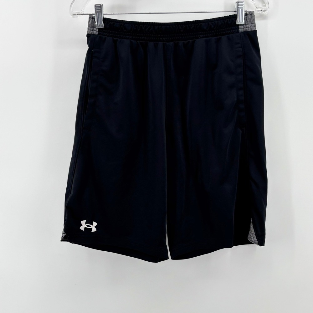 Under Armour Mens Black Loose Fit Athletic Training Shorts Medium MD 9in Inseam